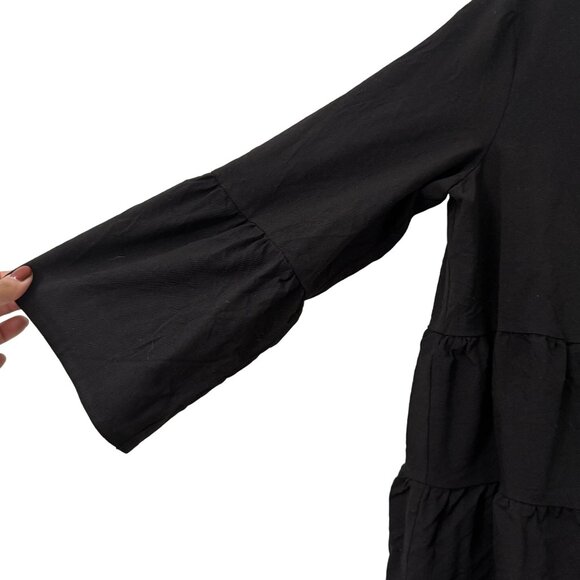 COS Black Wool Tiered Flared Sleeve Blouse Top Womens Size 12 - Picture 4 of 6